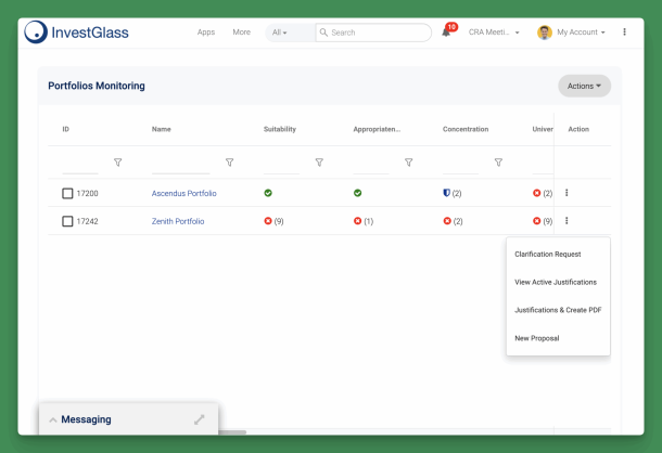 InvestGlass captures portfolio risk and compare to clients' tolerance