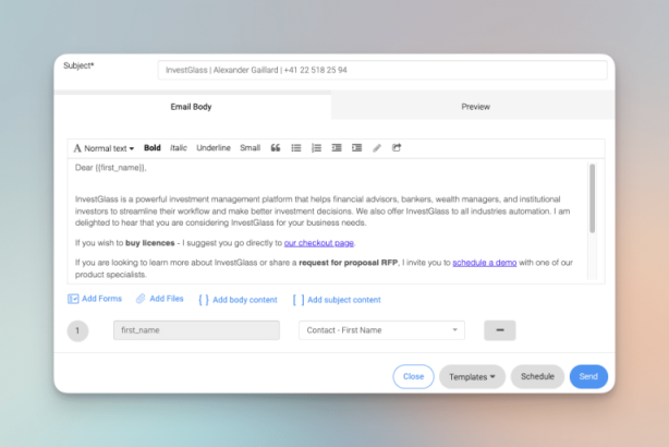 InvestGlass AI Email Writer