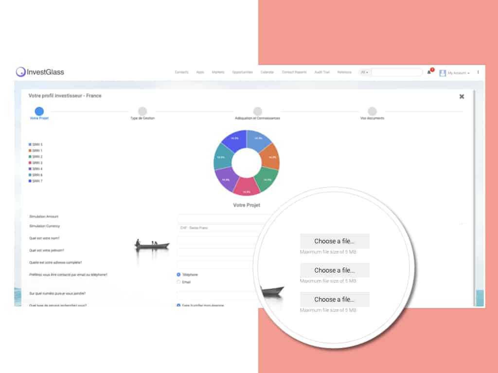 InvestGlass offre un "No code digital onboarding" pour s'adapter à n'importe quel modèle de conformité.