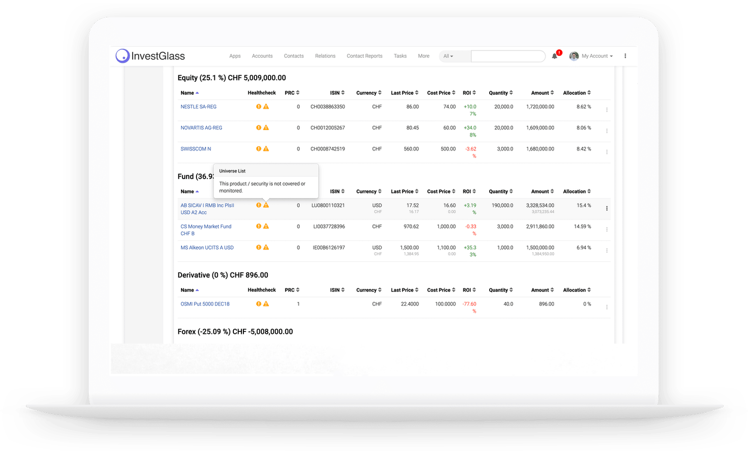 InvestGlass portfolio management system