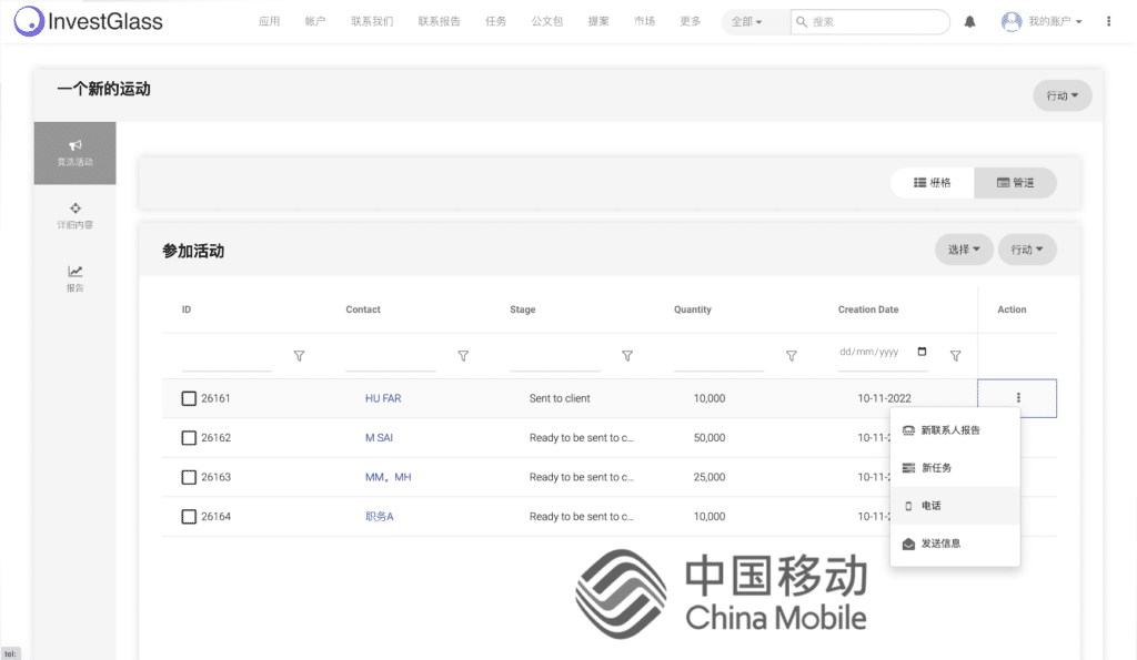 InvestGlass 和中国移动 VOIP