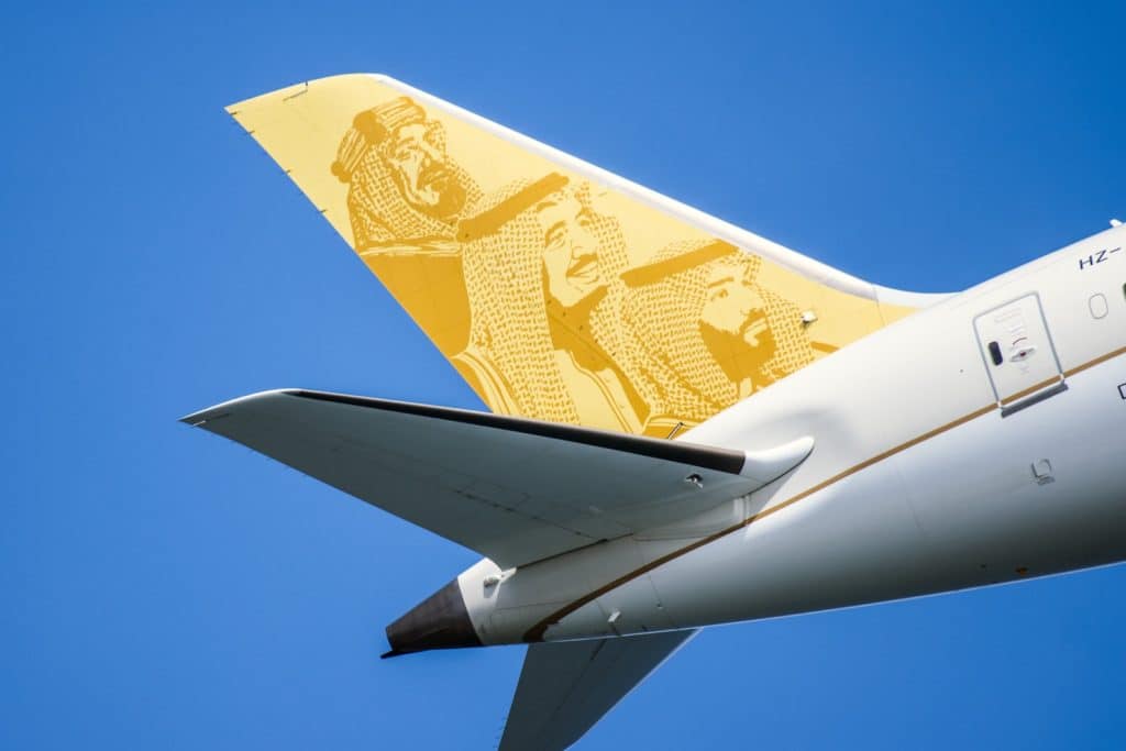 a close up of the tail end of an airplane