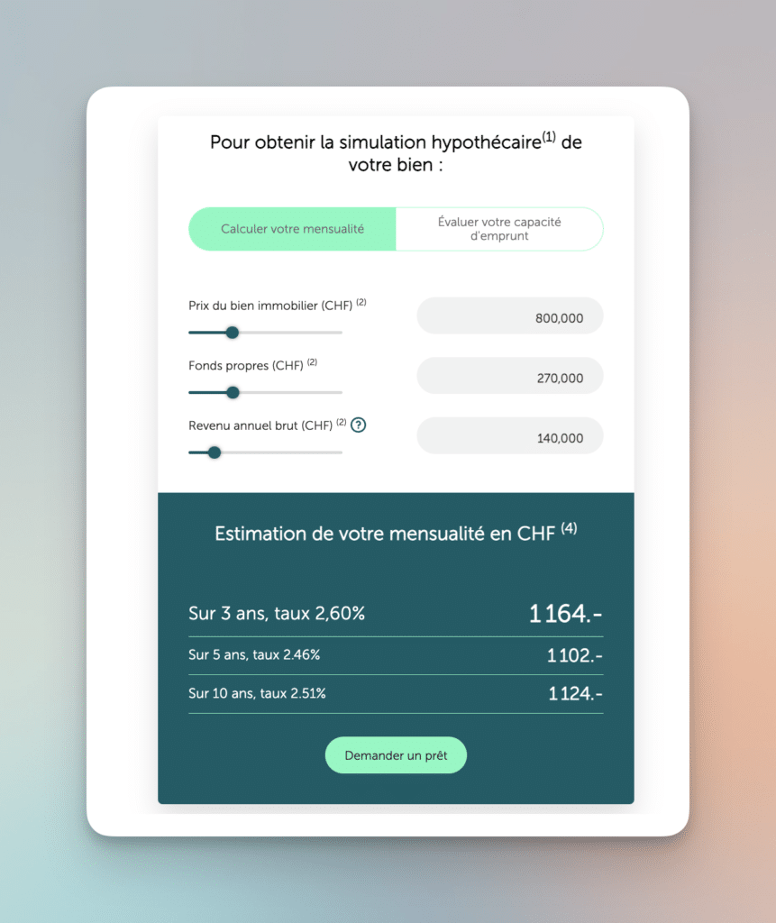 Kreditsimulator für Privatkundenbank