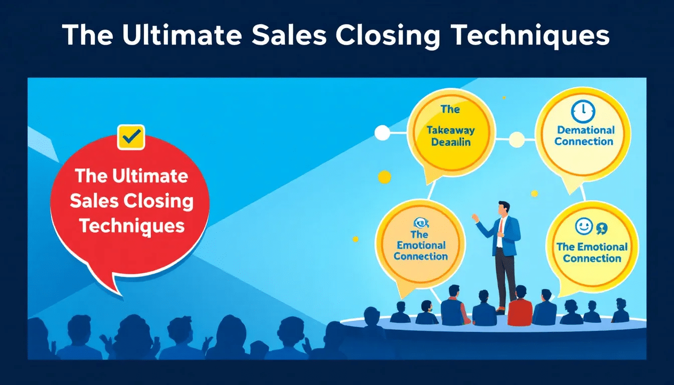 An infographic illustrating various sales closing techniques.