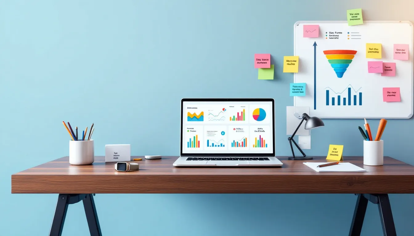 A variety of tools for effective sales management displayed on a desk.