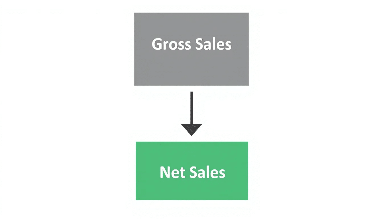 Diagram illustrating the calculation of gross sales and net sales.