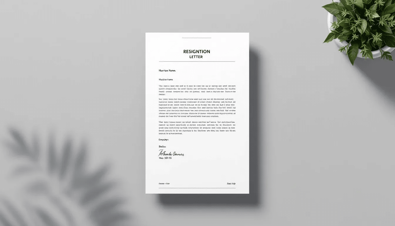An example of a resignation letter template.