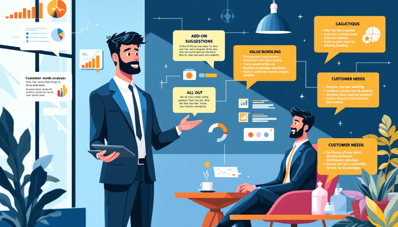 Effective upselling techniques illustrated in a visual format.