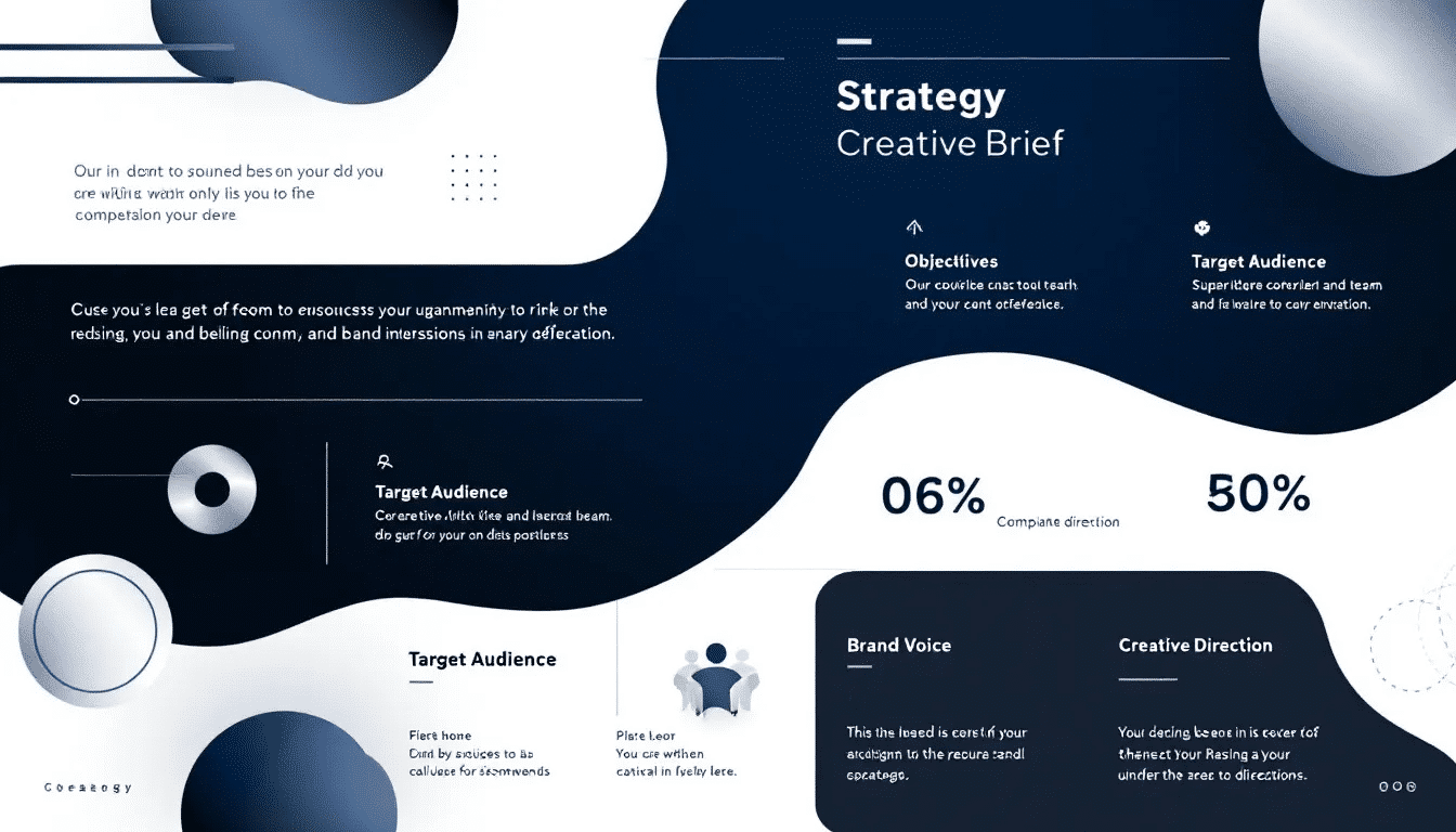 A visual representation of key components of a creative brief, illustrating the essential elements.