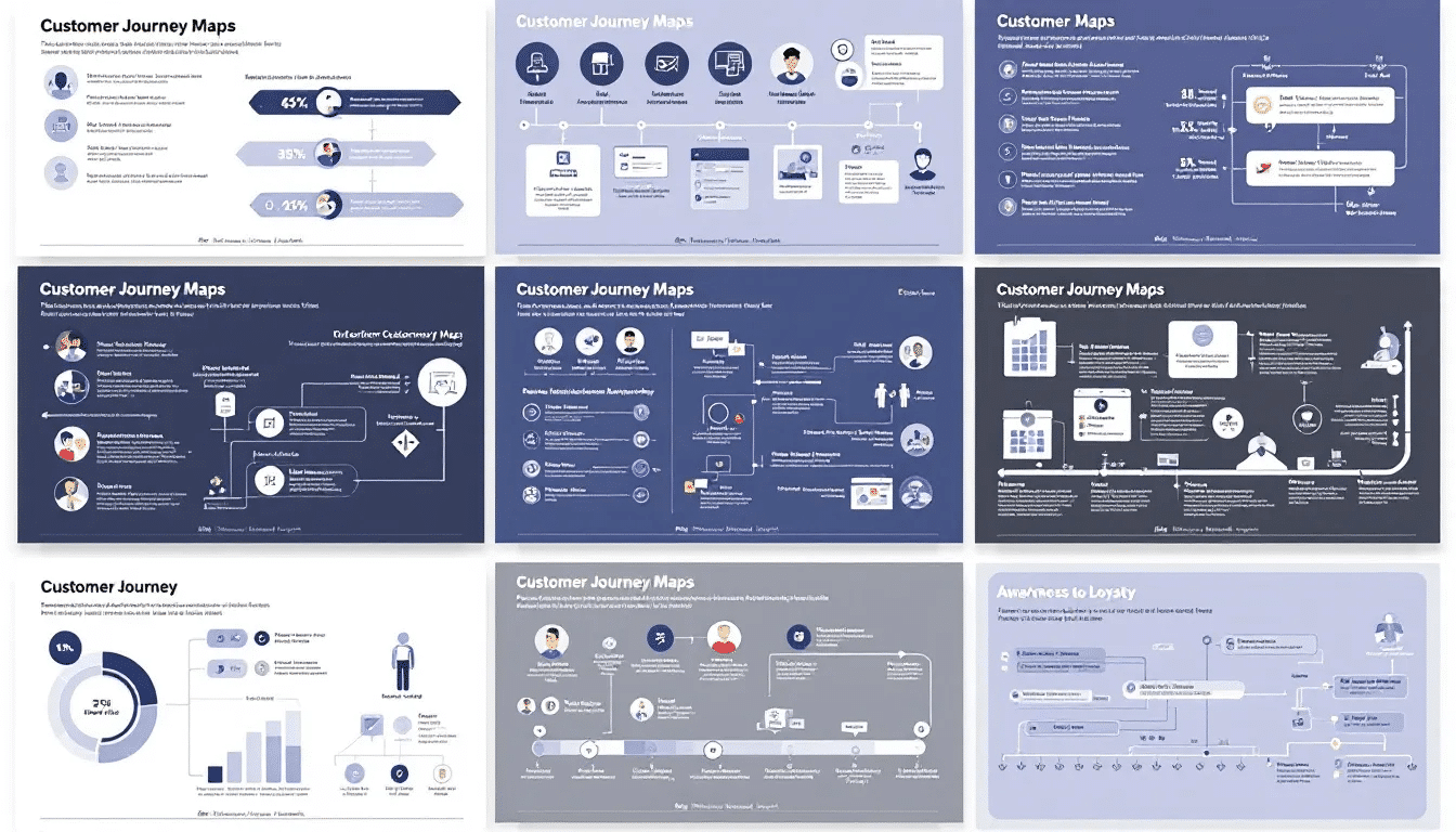 Diversi tipi di mappe del percorso del cliente visualizzate visivamente.