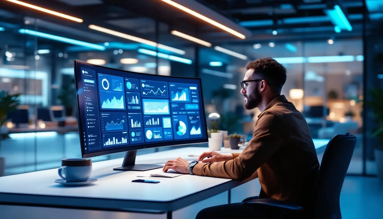 A person conducting a digital asset audit, reviewing digital files on a computer.