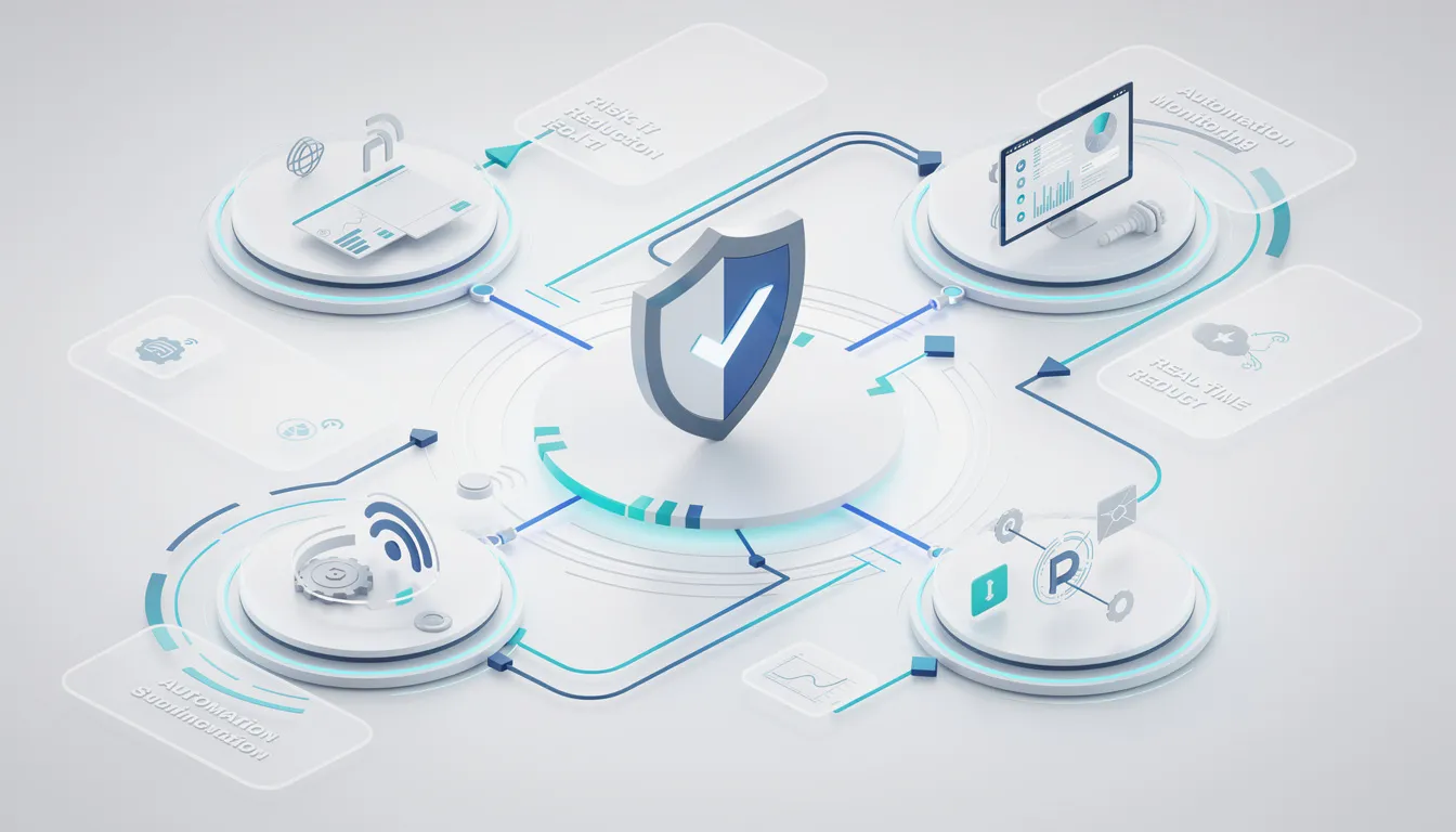 A diagram showcasing the benefits of using compliance management software.