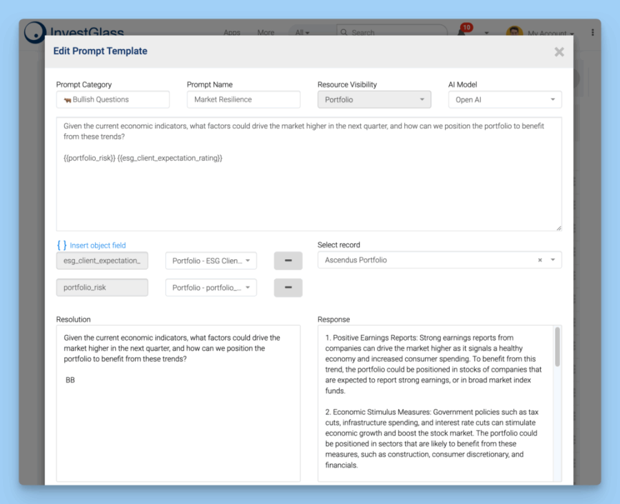 InvestGlass Agentic AI for sales and bankers